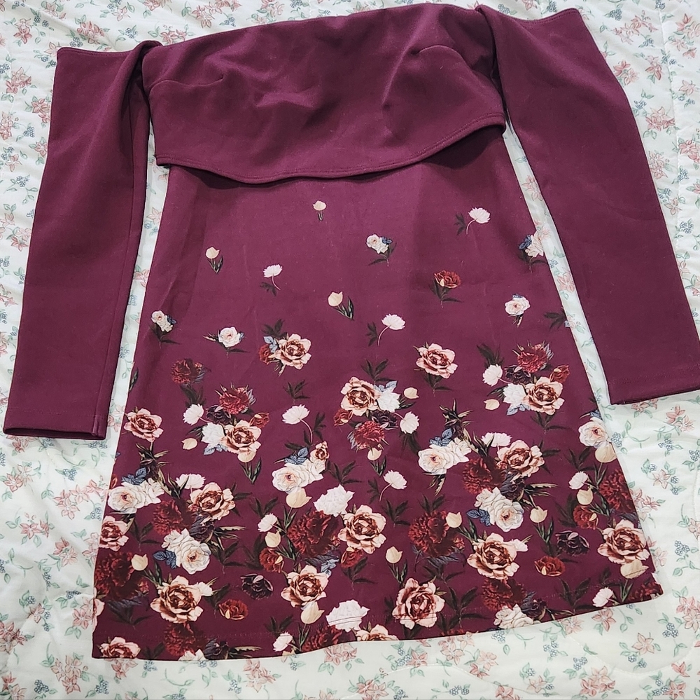 ASOS Crop Top Border Floral Mini Dress